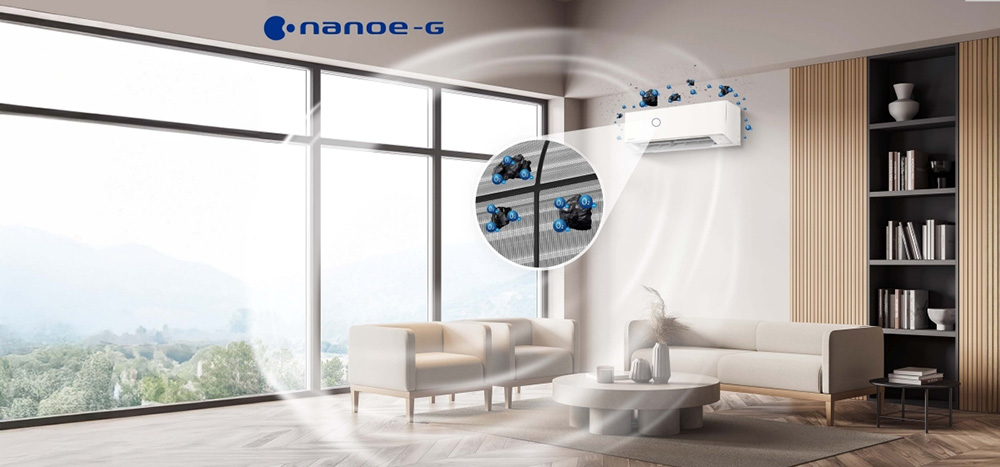Công nghệ nanoe-G giải phóng ion âm giúp lọc sạch bụi và vi khuẩn hiệu quả